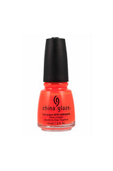 Wide-view of a capped 0.5-ounce China Glaze nail polish in Orange Knockout variant